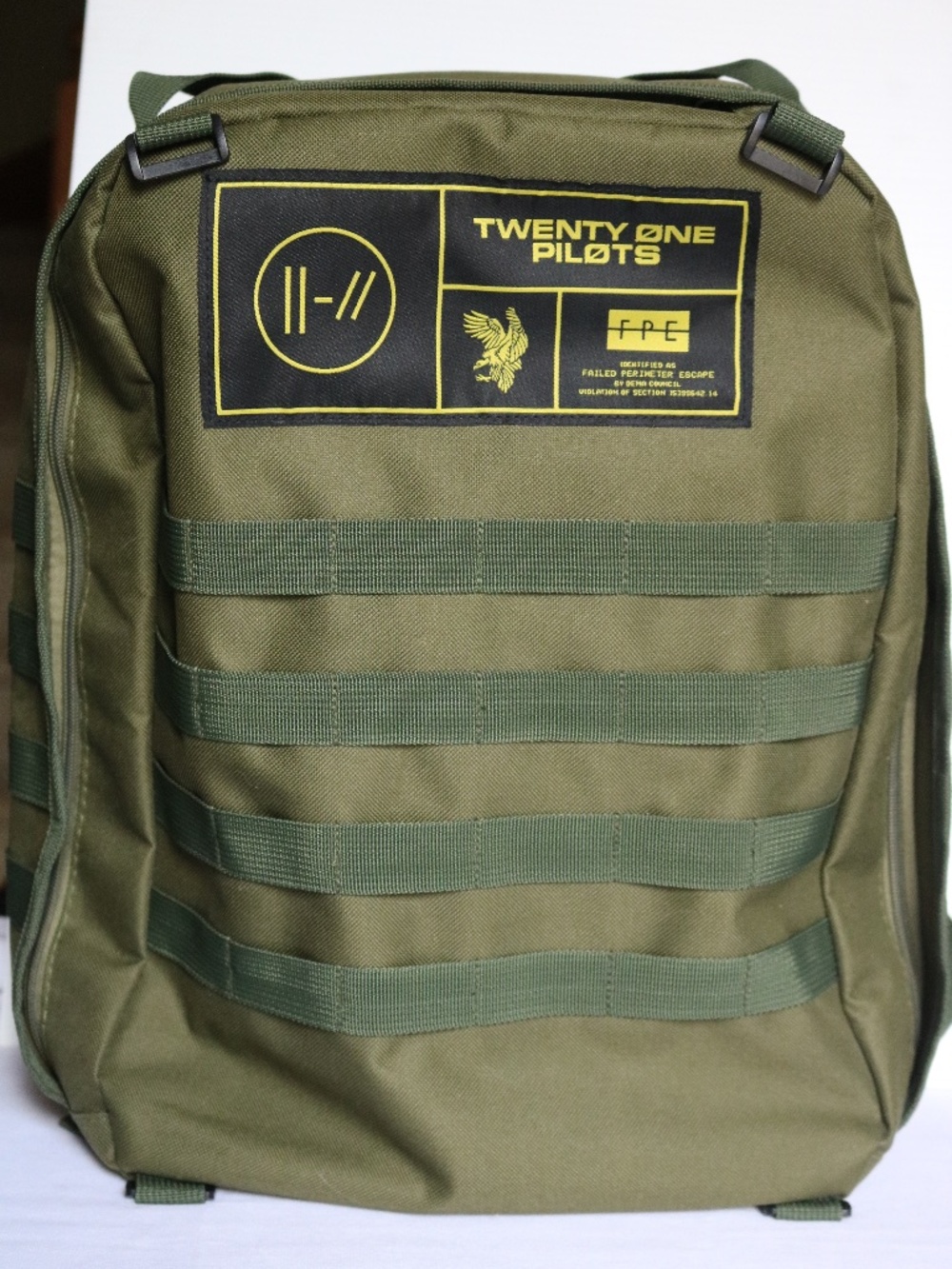 Twenty One Pilots Army Straps Backpack Green Laptop Bag